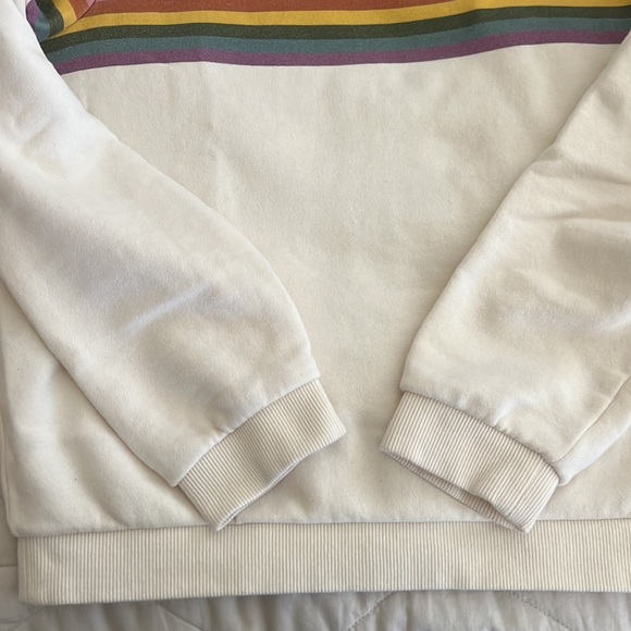 Marine Layer Anytime Sweatshirt Cream with Rainbow Stripes Size Small - Picture 12 of 16